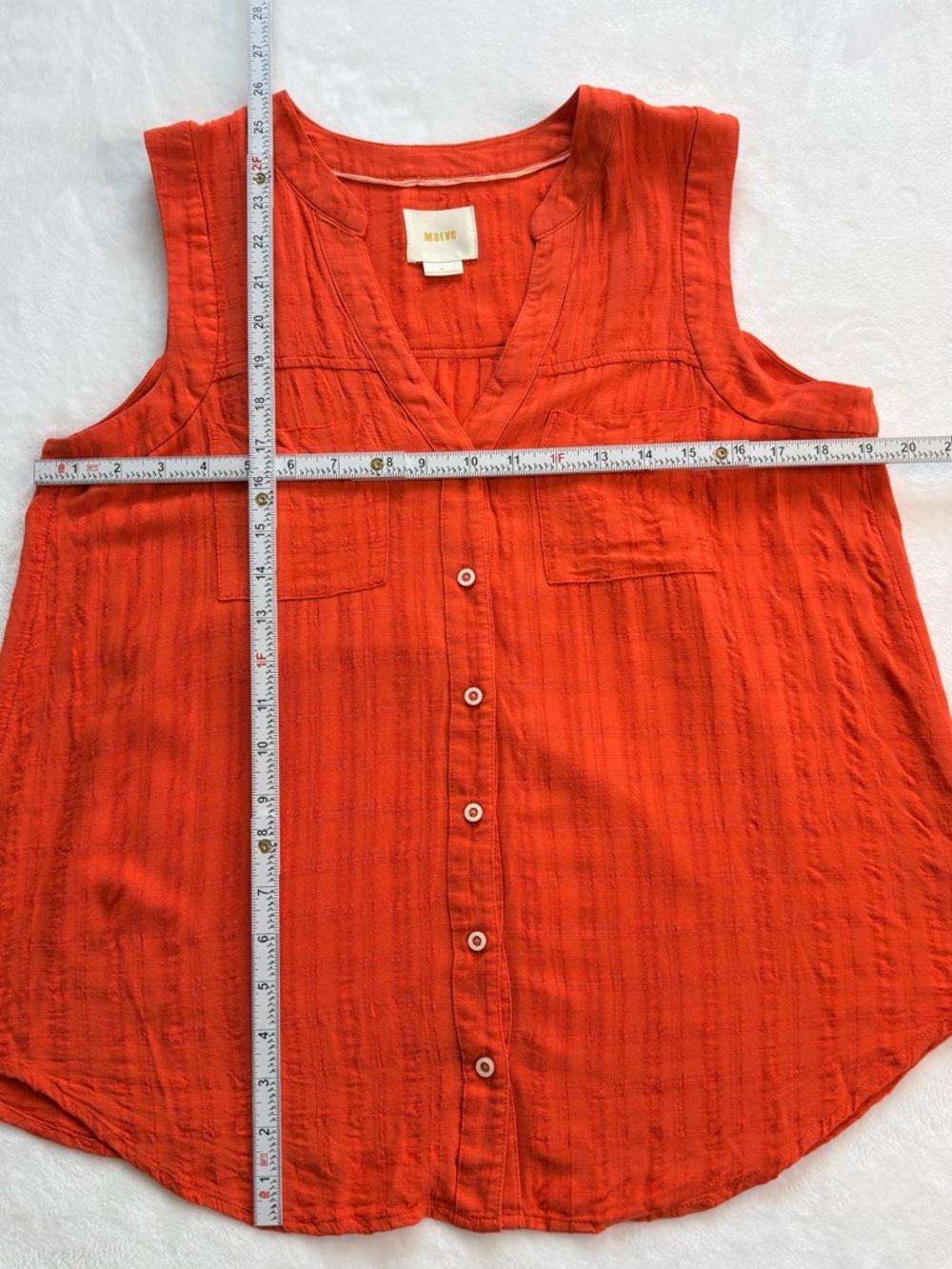 MAEVE Anthropologie Sunseeker Sleeveless Top Blouse Button Down Orange Size 6 - Picture 8 of 8
